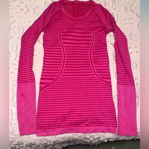 Pink striped, Lululemon swiftly tech, long sleeve